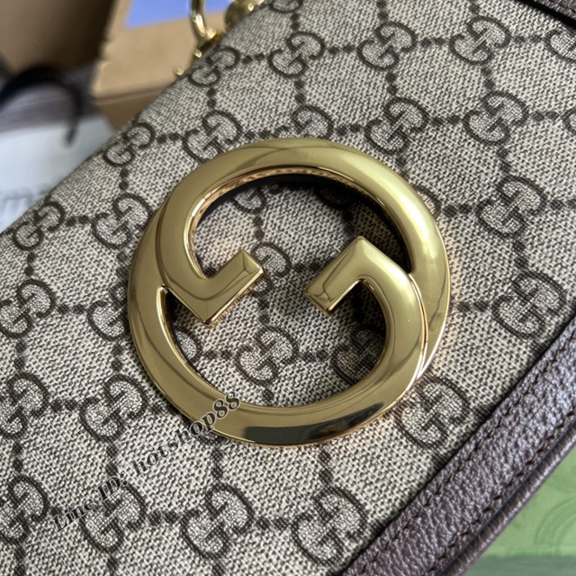 Gucci專櫃2023新款小號鏈條單肩斜挎女包 古馳Gucci Blondie互扣老花腋下包中古包698643 gqy4292